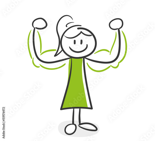 Stick Figure Series Green Woman / Muskeln, Kraft