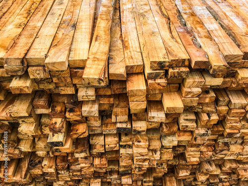 Obraz na plátne Cut wood stack arrange in pattern
