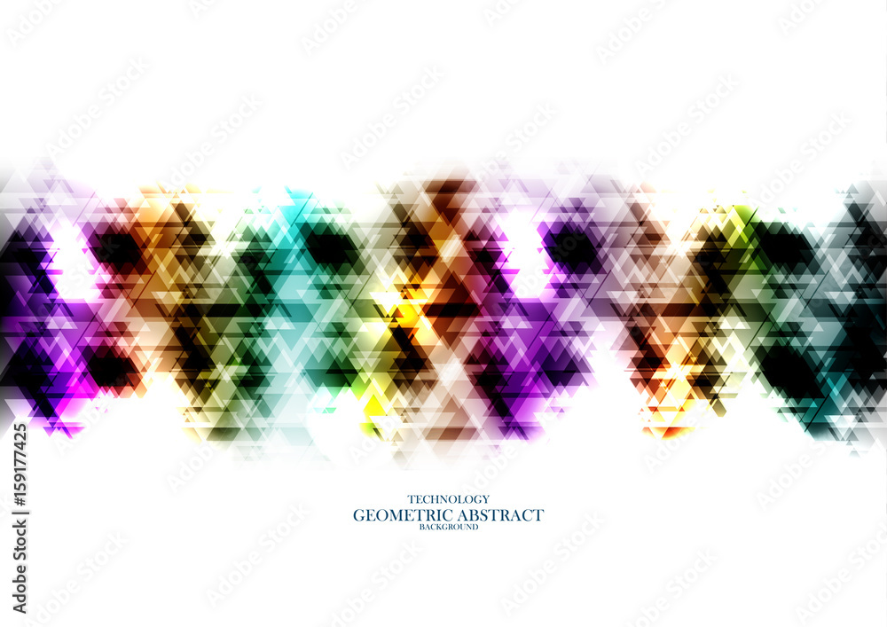Fototapeta premium Geometric technological rainbow digital triangle abstract background vector