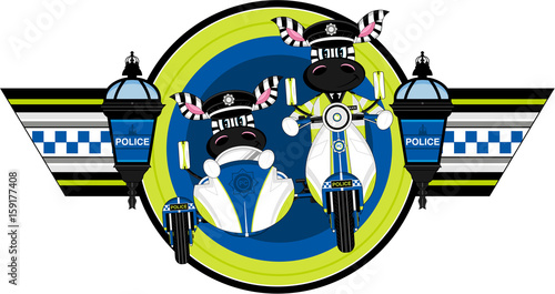 Cartoon Zebra Police on Scooter