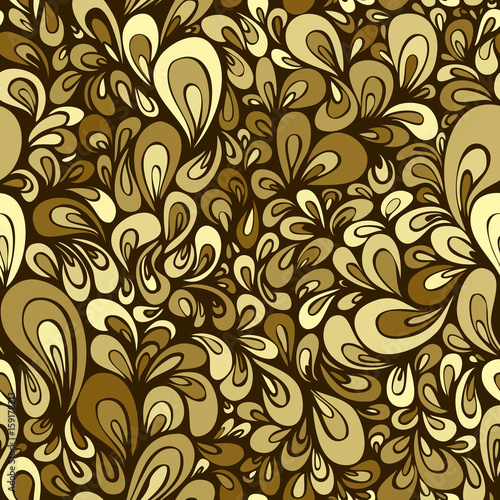 Golden Colors Seamless Background With Abstract Drops.