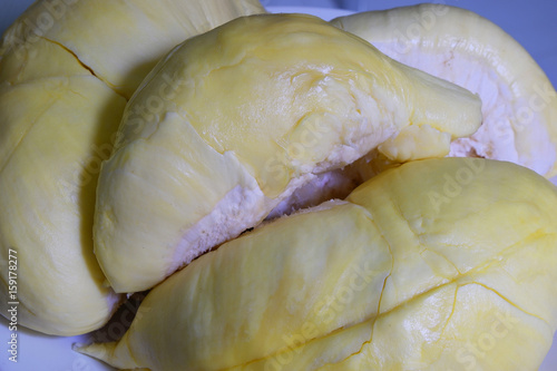 Durian, King of Tropical Fruits on the table. photo