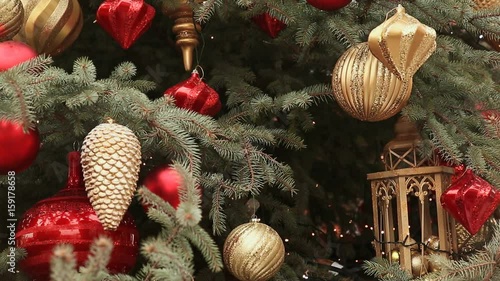 A Christmas tree with charming toys and ornaments. Moscow. New Year theme. photo