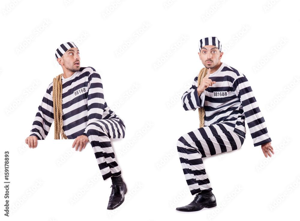 Convict criminal in striped uniform Convict criminal in striped uniform