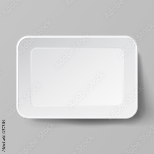 Empty Blank Styrofoam Plastic Food Tray Container. White Empty Mock Up. Good For Package Design.