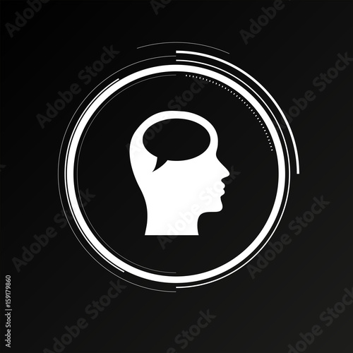 Future Button - Kopf mit Sprechblase