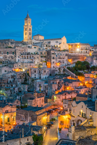 Panoramic night sight in Matera, Basilicata, southern Italy