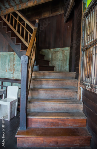 old Wooden stairs in house  interior.