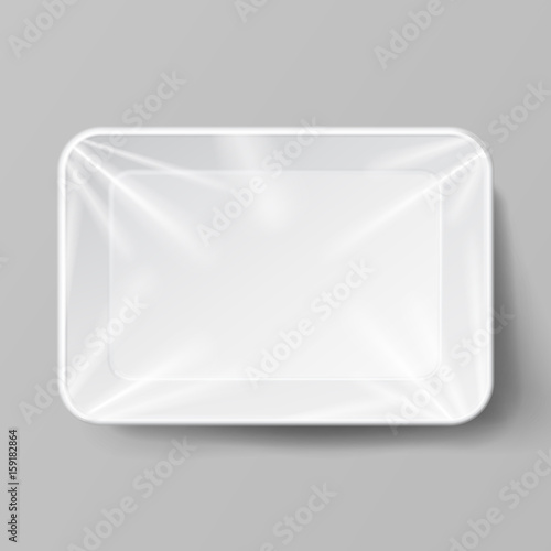 White Empty Blank Styrofoam Plastic Food Tray Container. Mock Up Good For Branding Marketing.