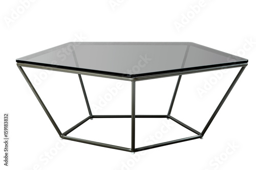 modern glass black table isolated on white background.