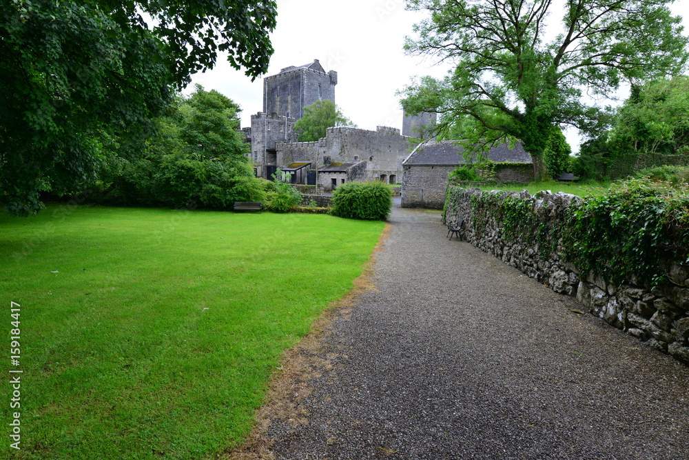 Knappogue castle in Ireland on a dull summers day in June.
