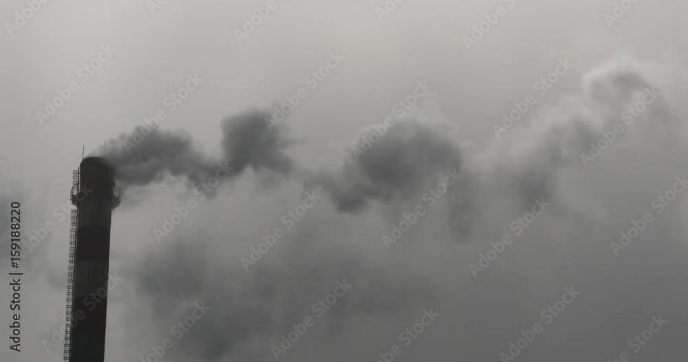 4k fumes billow from industry chimney,energy generation pipe with smoke. 4k fumes billow from industry chimney,energy generation pipe with smoke.