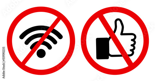 No internet signal and be offline / negative and critical aversion and dislike of internet and social networking sites. Connection or disconnection of user because lack of wi-fi vs ban to use website