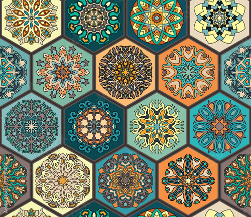 Seamless pattern. Vintage decorative elements. Hand drawn background. Islam, Arabic, Indian, ottoman motifs. Perfect for printing on fabric or paper.