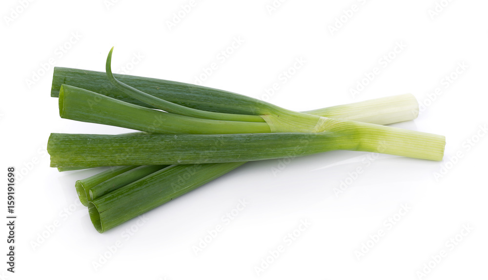 Green Japanese Bunching Onion on white background