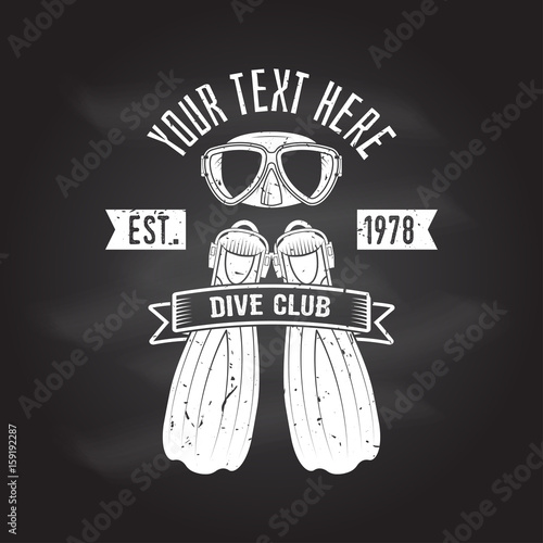 Scuba turtle dive club. Vector illustration.