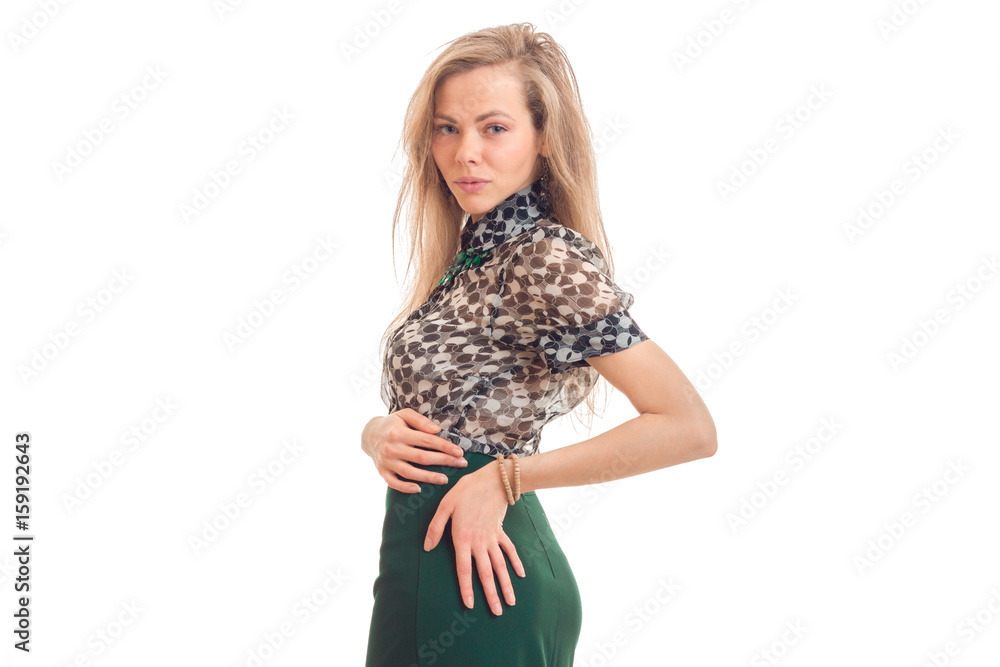 Cute blonde business girl posing on camera Cute blonde business girl posing on camera