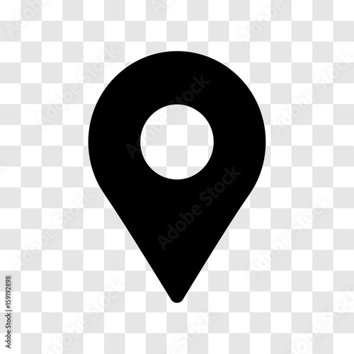 Pin location icon. iconic symbol, on transparency grid.  Vector Iconic Design.