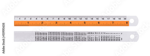 Stainless steel Ruler on White background