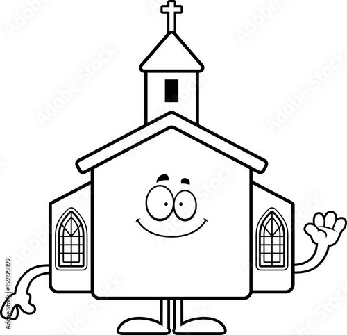 Cartoon Church Waving