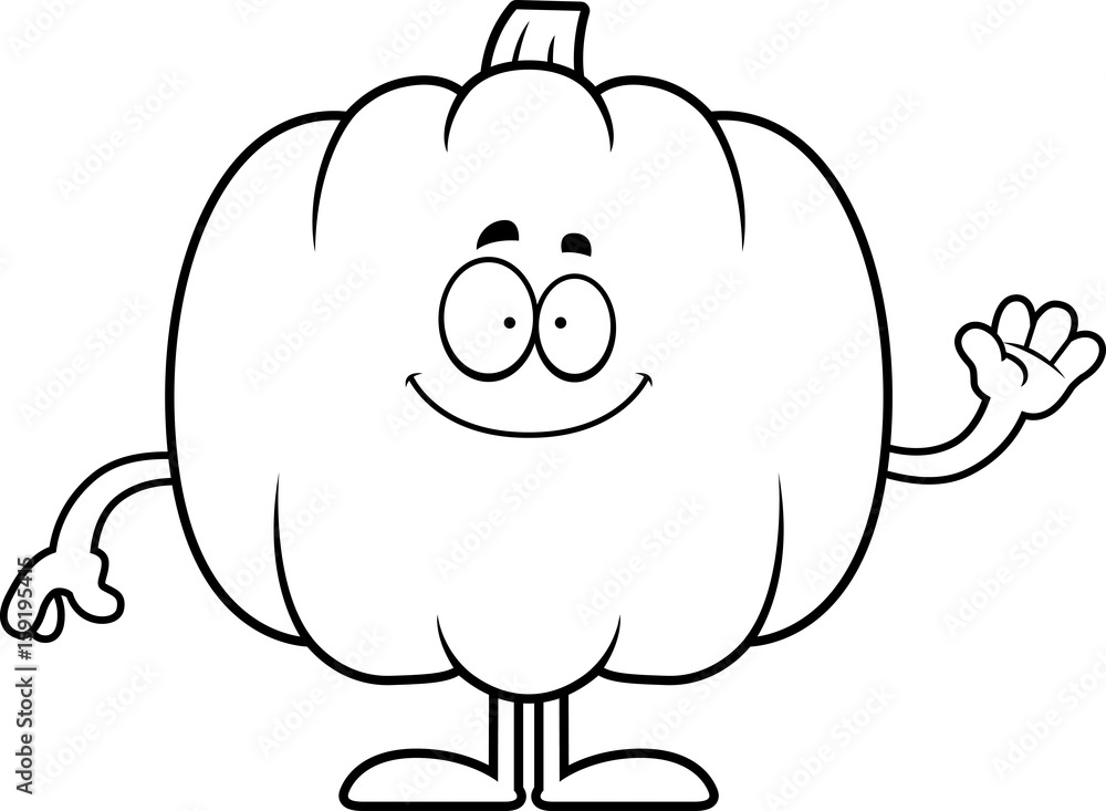 Obraz premium Cartoon Pumpkin Waving