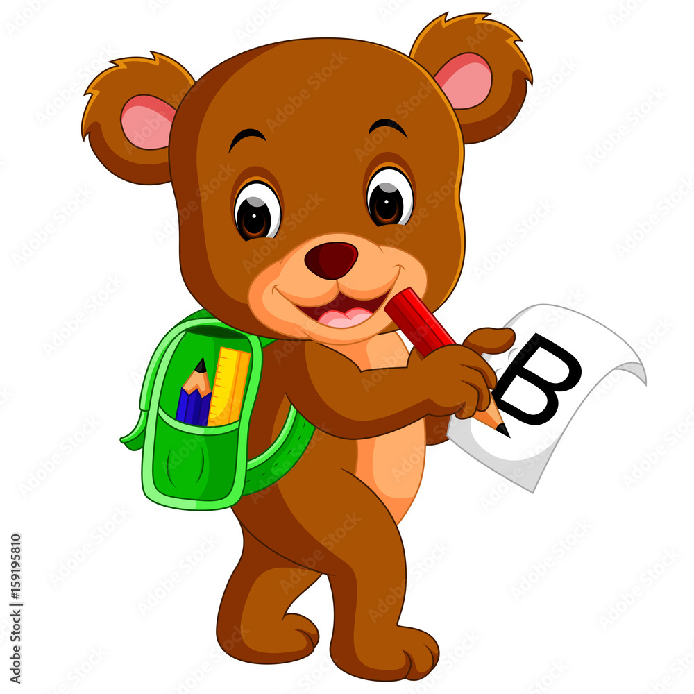 Fototapeta premium Cute bear with backpack