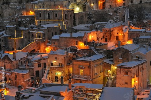 Matera - Sasso Barisano con la neve