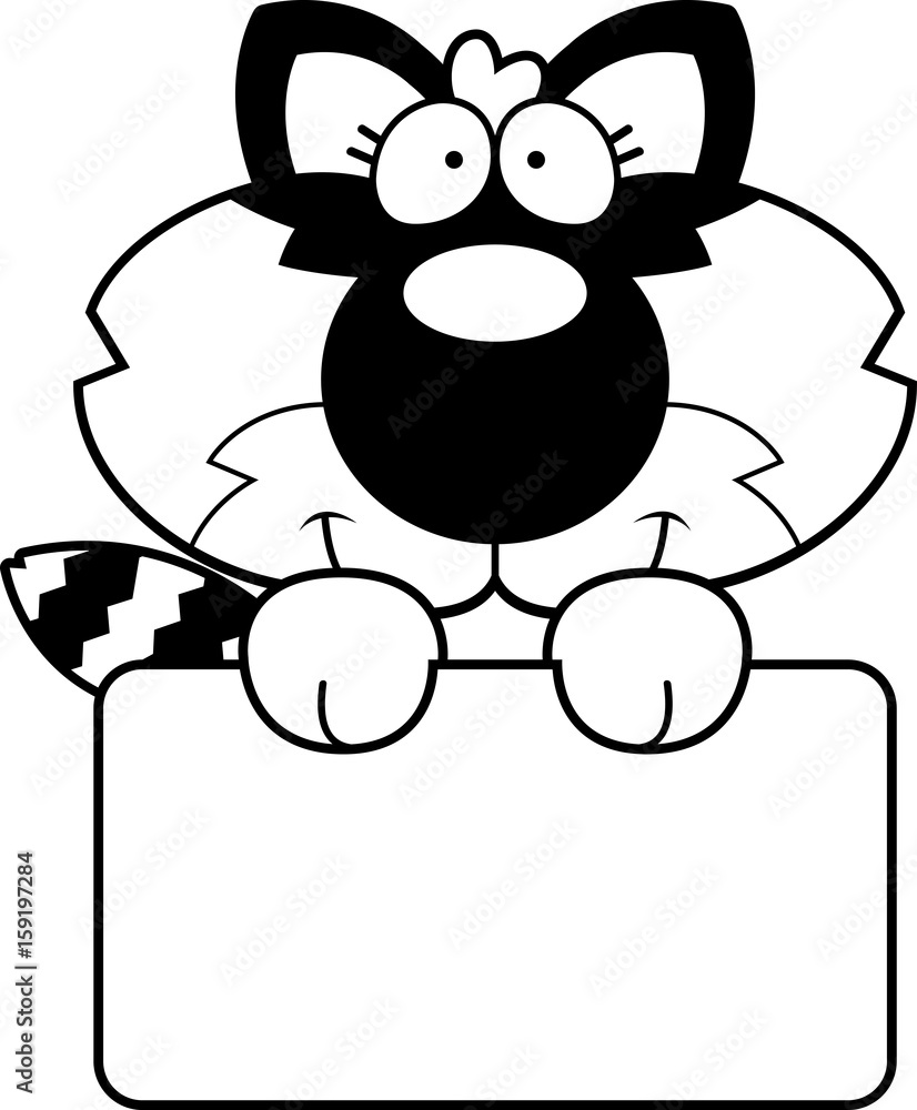Fototapeta premium Cartoon Raccoon Sign