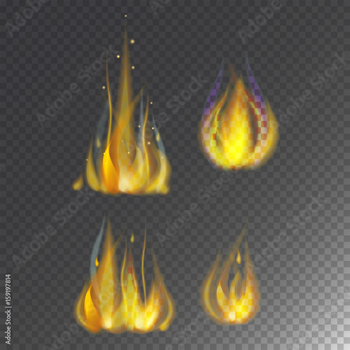Fire flame hot burn vector icon warm danger and cooking yellow bonfire light blazing campfire.