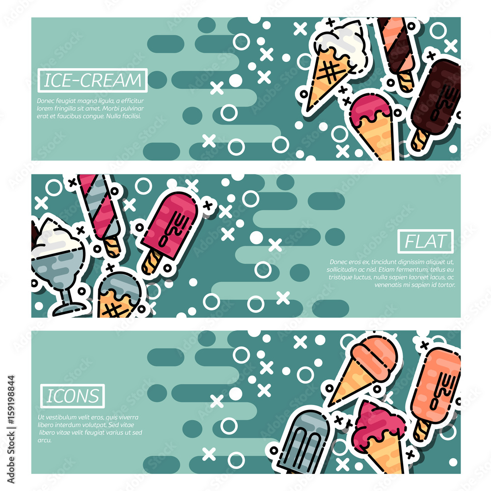 Set of Horizontal Banners about ice-cream
