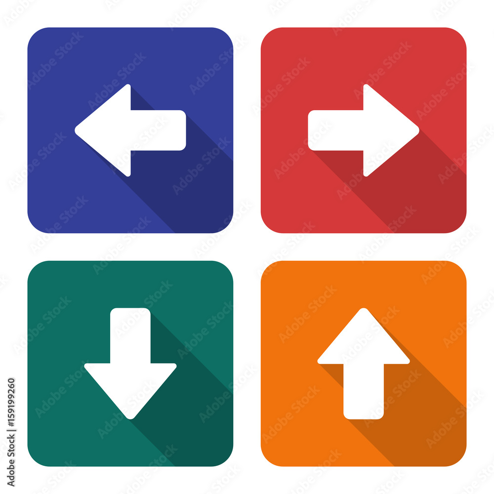 Arrow icons set in flat style with long shadows Arrow icons set in flat style with long shadows