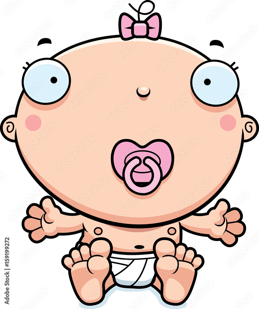Naklejka premium Cartoon Baby Girl Pacifier