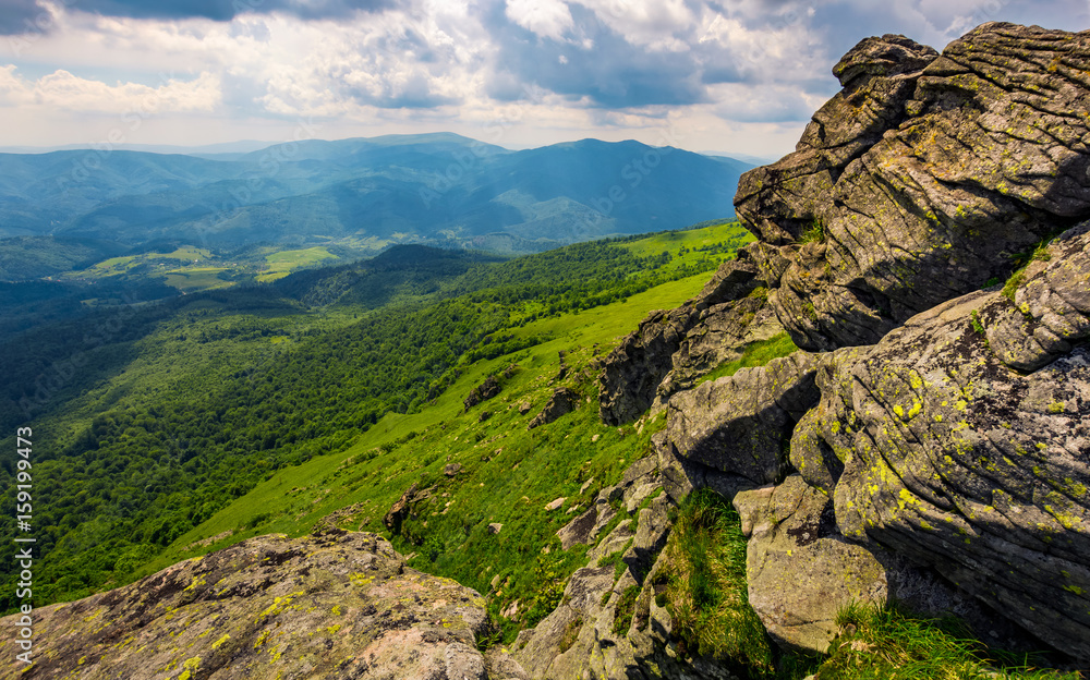 hill side with boulders in Carpathian mountains
