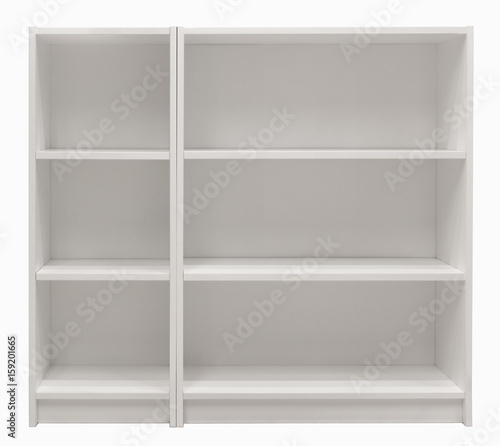 Empty white shelves, space for product display