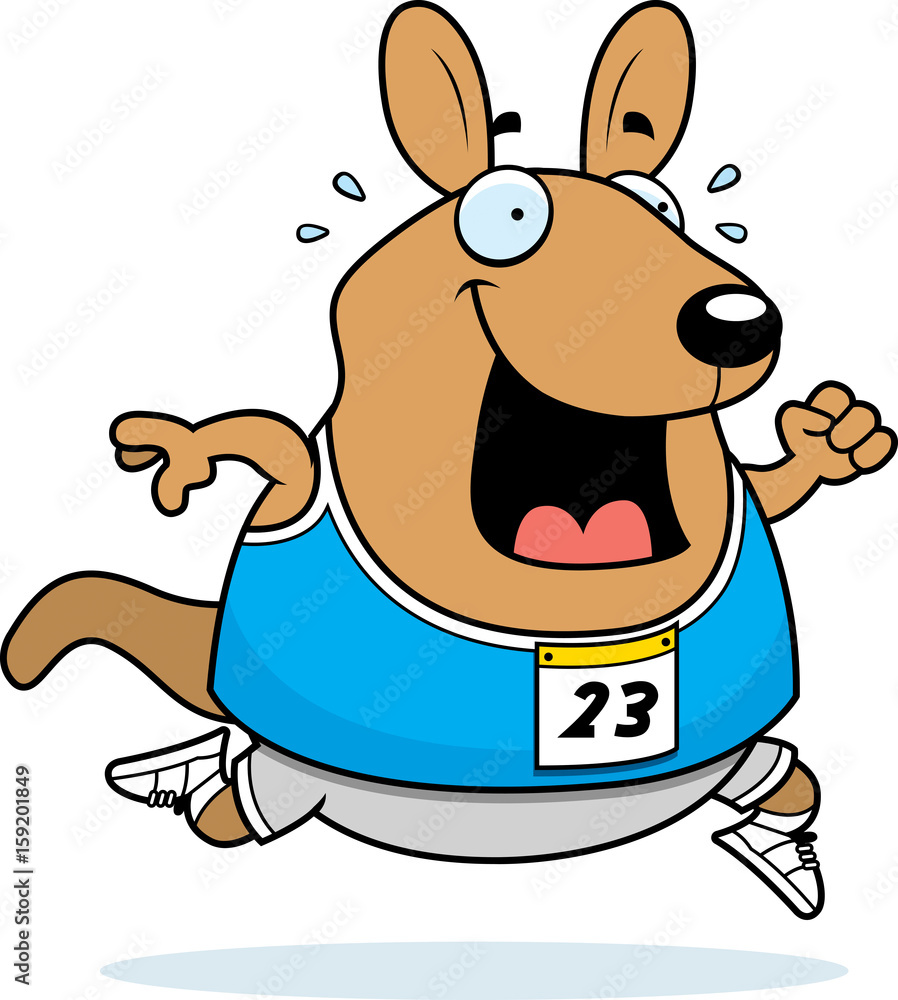 Obraz premium Cartoon Wallaby Running Race