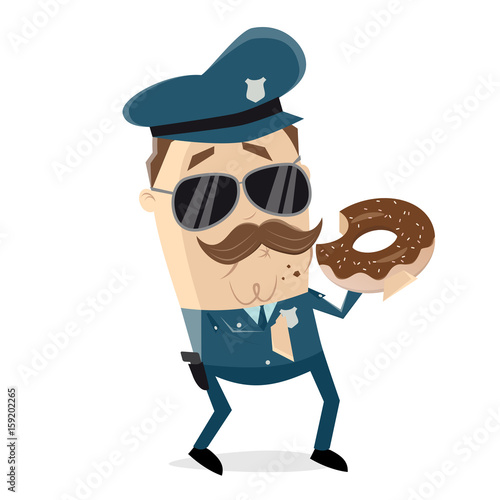 policeman eating donut