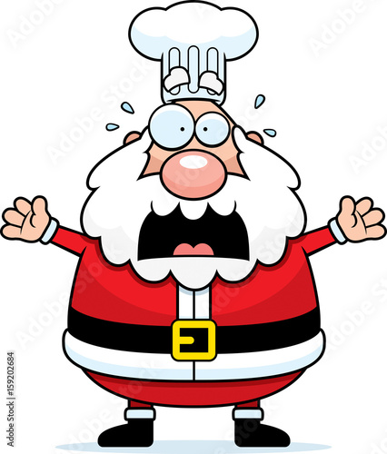 Scared Cartoon Santa Claus Chef