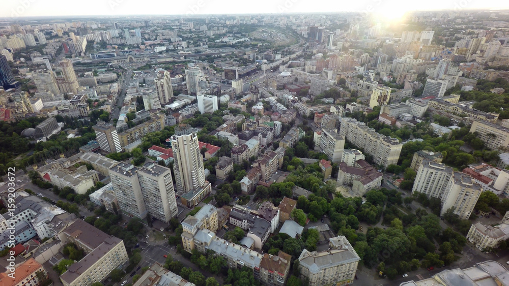 Summer evening in Kiev, aerial view