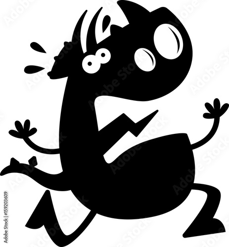 Cartoon Triceratops Silhouette Afraid