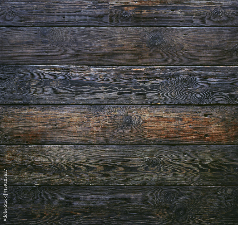 Texture wood background, Dark wood, Old rough plank, Top view Stock