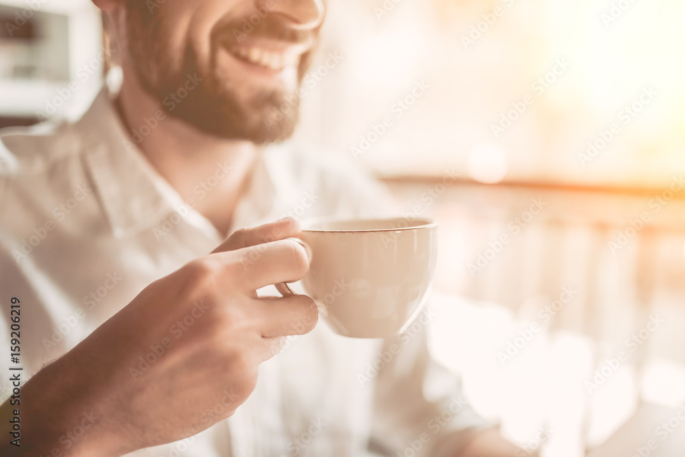 Man working in cafe Man working in cafe