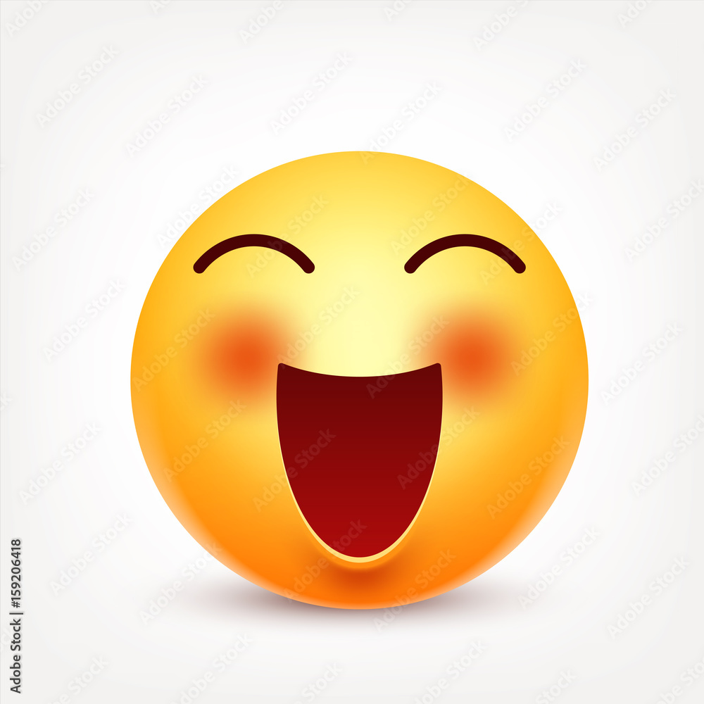 Smiley,emoticon. Yellow face with emotions. Facial expression. 3d realistic emoji. Funny cartoon character.Mood. Web icon. Vector illustration. Smiley,emoticon. Yellow face with emotions. Facial expression. 3d realistic emoji. Funny cartoon character.Mood. Web icon. Vector illustration.