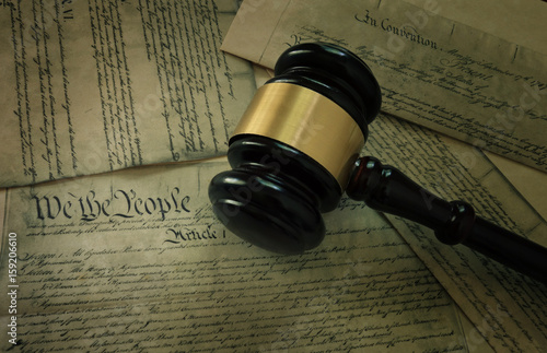 Canvas Print Gavel on America's Constitution