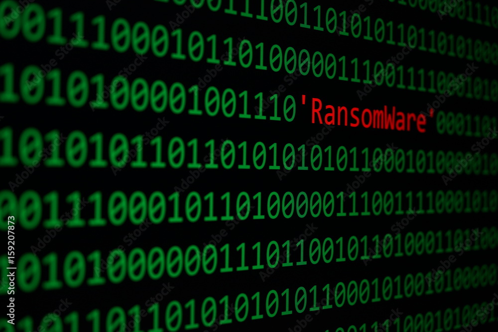 The RansomWare and Binary code Concept Security and Malware attack The RansomWare and Binary code Concept Security and Malware attack