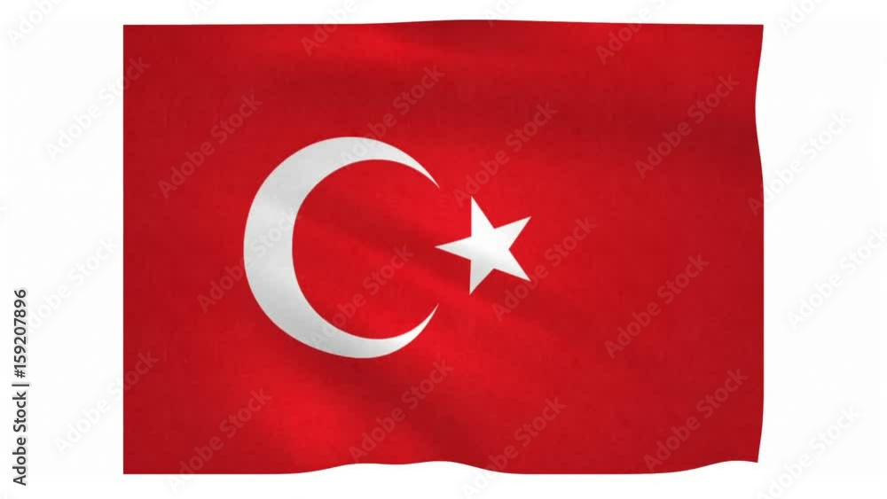 Flag of Turkey waving on white background Flag of Turkey waving on white background