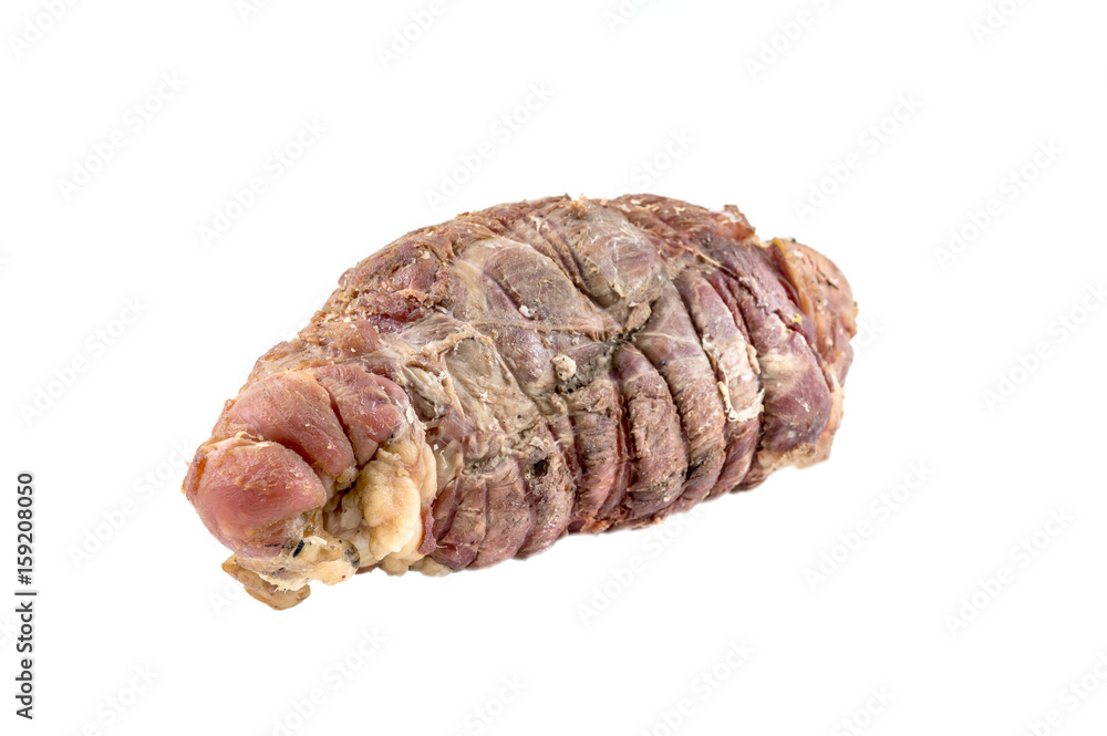 Smoked ham isolated on a white background.