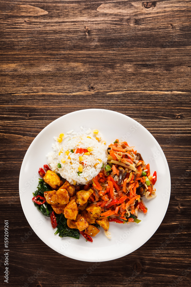 Chicken meat with rice Chicken meat with rice