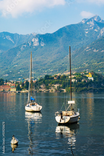 Sailboats anchoring in Como, Lago di Como, Italy