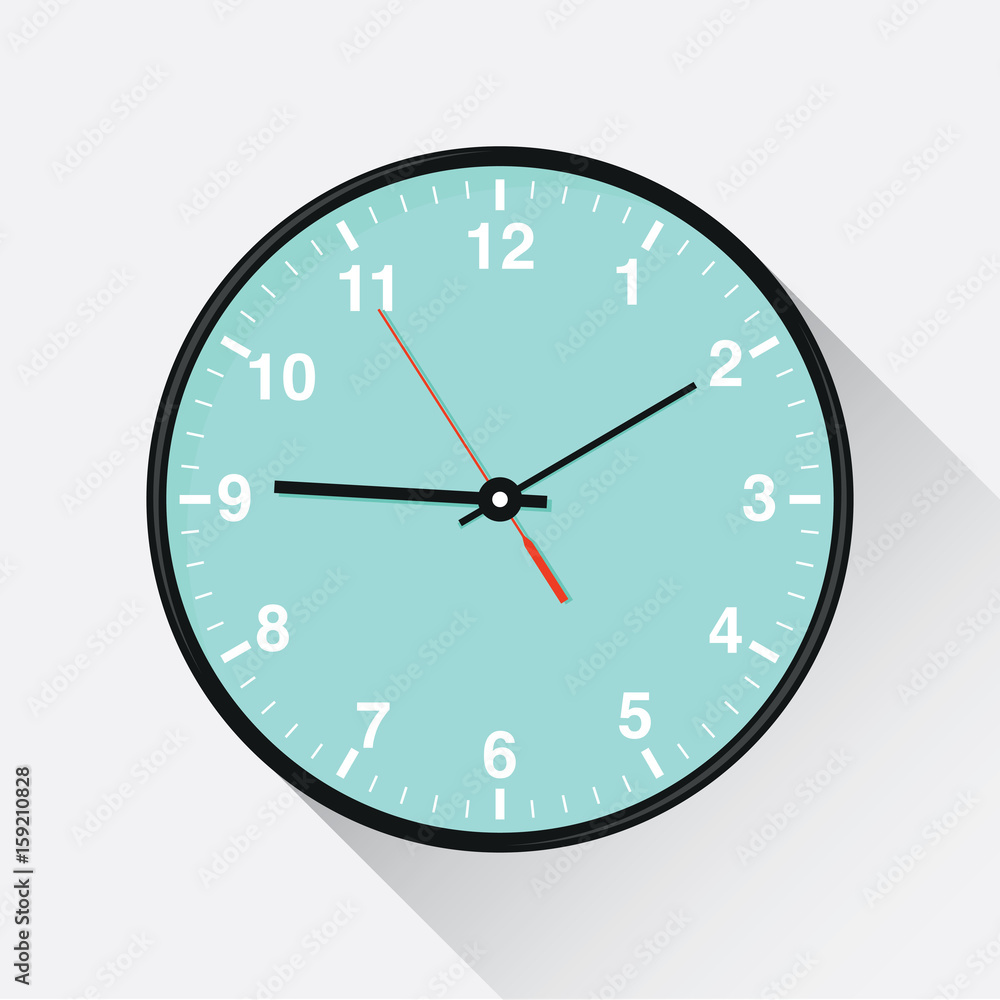 Clock icon. Flat design. Vector illustration. Clock icon. Flat design. Vector illustration.