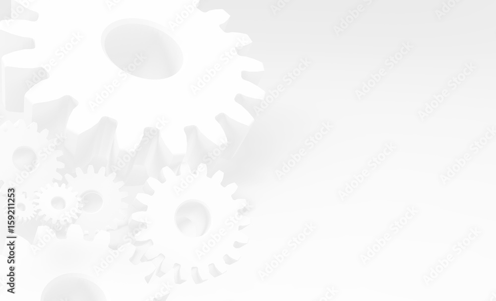 3D rendering , Light color gray gears background. Industrial 4.0